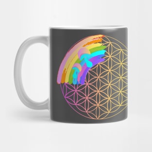 Psychedelic Rainbow Sacred Geometry Flower of Life Mug